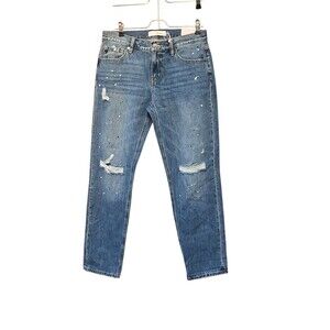 Kancan Boyfriend Jeans Size 7/27 Paint Splatter Distressed Ultra Comfortable